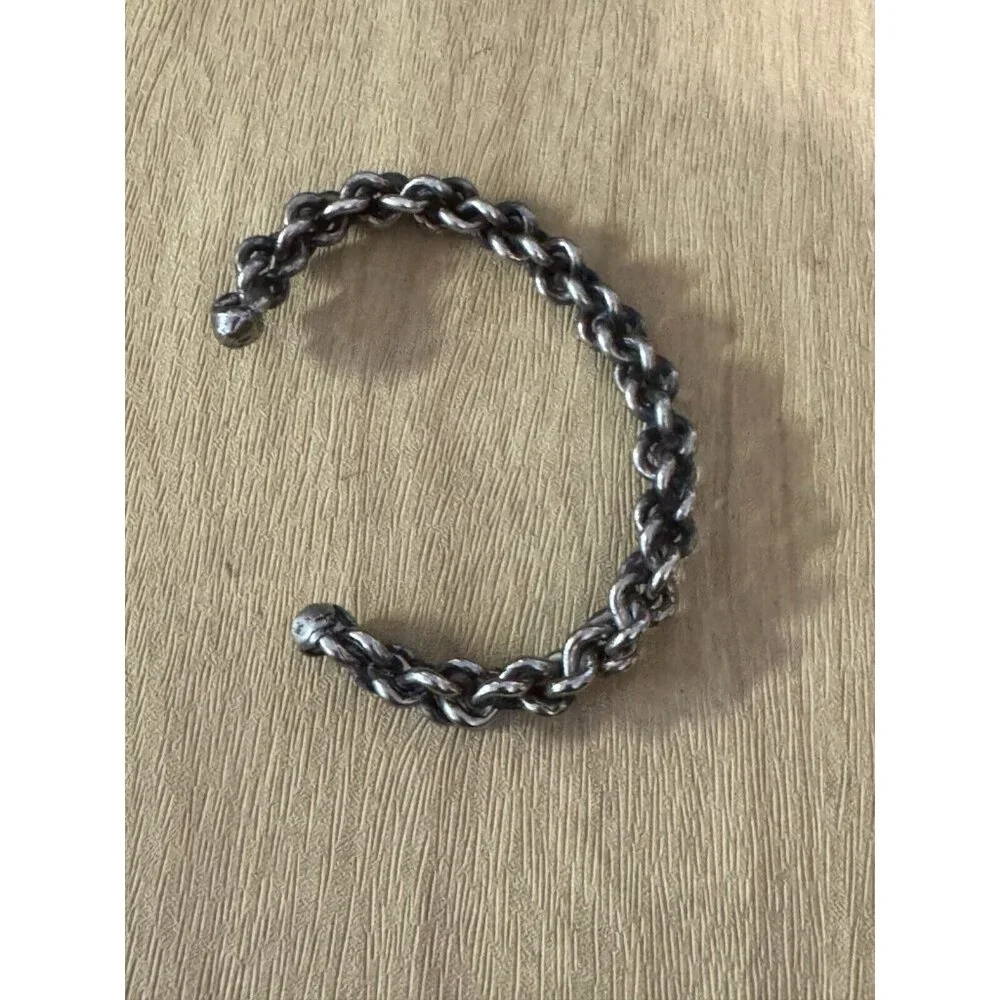 Chainmaille Silverplate Viking Cuff  Woven Dark  Silver Bracelet 6 1/2" - Picture 6 of 7